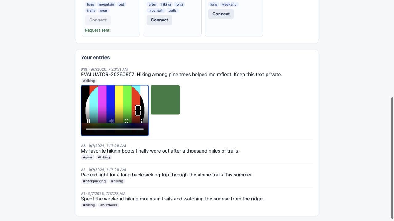 Independently run Kiro diary proof of concept showing a synthetic media diary entry
